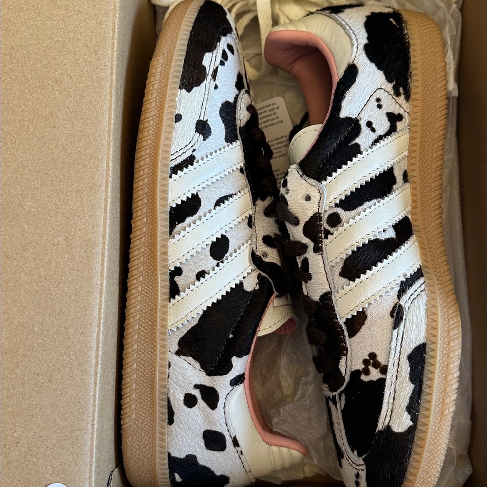 Adidas Original Samba Black and White Cow Print Sneakers - Picture 6 of 9